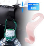 Car Back Seat Headrest Hooks, 4PCS Vehicle Backseat Storage Organizer Hanger, Auto Headrest Hidden Hook Universal for Handbag Purse Backpacks Bags and Groceries (Light Pink)