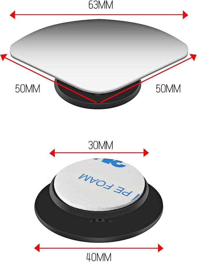 2 pcs Blind Spot Mirrors, HD Glass Convex 360° Wide Angle Side Rear View Mirror with ABS Housing for Cars SUV and Trucks