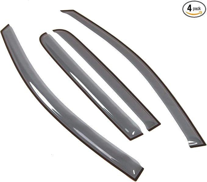 Car Window Rain Guard | Outside Mount Visors Auto Side Window Deflectors | Windows Visor Rain Shields Compatible with 2004-2015 Nissan Titan Crew Cab | 4 Pcs Set, LGWV2-358, Light Tinted