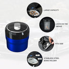 Car Ashtray with Lid, Easy Clean Up Detachable Smokeless Ashtray with LED Blue Light, Portable Mini Ash Tray Cup Holder for Car Home Office Travel, Interior Auto Accessories (Blue, Small)