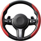 2PCS/Set Car Steering Wheel Cover, Leather Segmented Anti-Slip Automotive Wheel Protector, Soft Breathable Vehicle Steering Protection Covers, Universal Interior Accessories (Red)