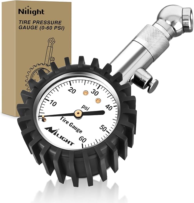 Tire Pressure Gauge 60PSI Heavy Duty Stainless Steel Air Chucks ANSI B40.1 Certified Large 2" Dial Wheel Service Checker for Truck Semi Truck ATV Motorhome Cars & RV Accessories