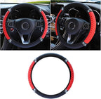 15 Inch Bling Soft Leather Car Steering Wheel Cover, Red | Colorful Rhinestones Design, Auto Elastic Protector for Women Girls, Crystal Diamond Car Accessories for Most Cars, SUVs