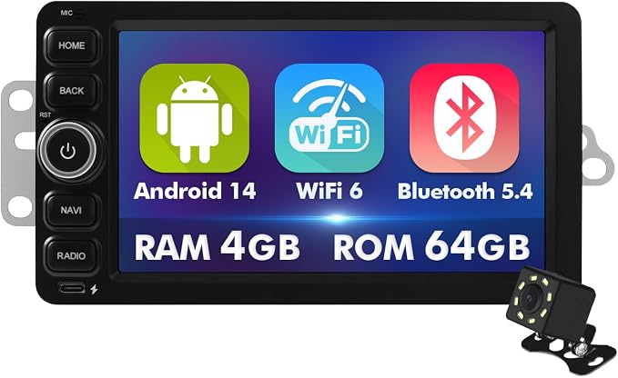 7 Inch IPS 4+64GB Touchscreen Android 14 Car Stereo for Chevrolet Silverado Impala Tahoe GMC Sierra Yukon Hummer with CarPlay & Android Auto Car Radio, Support WiFi 6, Bluetooth 5.4, Backup Camera