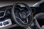 Small Size Steering Wheel Cover Anti-Slip,Safety,Soft,Breathable,Durable,Full Surround,Comfortable Grip Microfiber Leather (14-14.25 inch, Black Yellow)