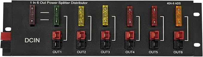 6 Out Power Pole Distribution Block Power Splitter Distributor Source Strip | 1 in 6 out Connector Power Divider Power Board 40Amp