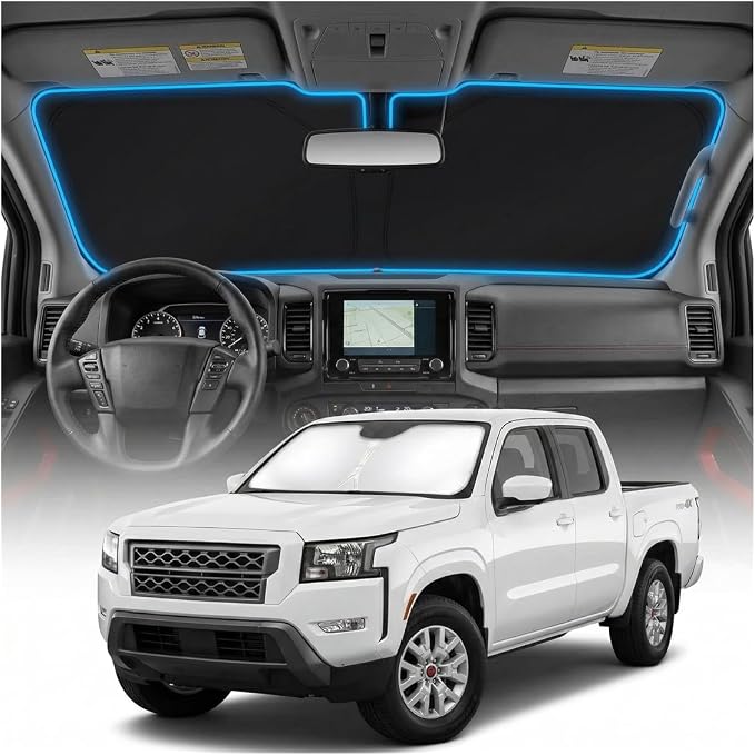 for Nissan Frontier Sun Shade Windshield Cover - Custom Fit Frontier Accessories 2022-2025 2026 Sunshade Foldable UV Protection & Heat Shield Sun Visor Accessories