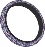 Animal Leopard Print Pink Black Steering Wheel Cover Car Accessories Cute for Women Girls Girly Universal 15 Inch Neoprene Auto Interior Decor Anti Slip Car Truck Protector