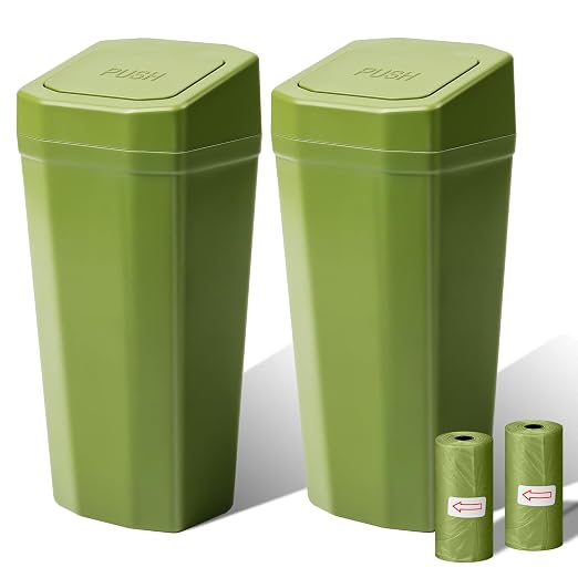 Car Trash Can with Lid - 2 Packs Mini Car Garbage Can Bin for Cup Holder - Green Small Leakproof Vehicle Trash Bin for Back Seat, Cute Automotive Accessories Organizers and Storage for Door SUV Truck