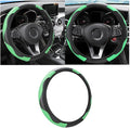 Car Steering Wheel Cover, 15 inch Carbon Fiber Microfiber PU Leather Elastic Steering Wheel Protector for Men Women, Anti-Slip Breathable Car Interior Accessories for Most Cars (Green)