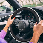 Diamond Leather Steering Wheel Cover with Bling Bling Crystal Rhinestones,Large-Size of 15 1/2 inches-16 inches Black