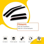 Rain Guards Compatible with 1997-2017 Ford Expedition 1998-2017 Lincoln Navigator Side Window Visor Wind Deflector Vent Visors Car Accessories Tape-On 4pcs