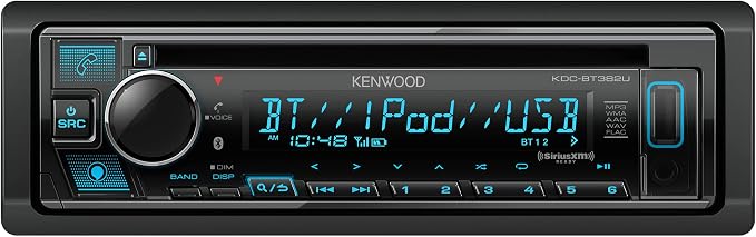 KDC-BT382U CD Car Stereo Receiver with Bluetooth, Alexa Compatible, 13 Band EQ with Digital Time Alignment, Music Mix 5 Device Pairing, Dual Phone Connection, Front USB AUX-in, AM/FM Radio