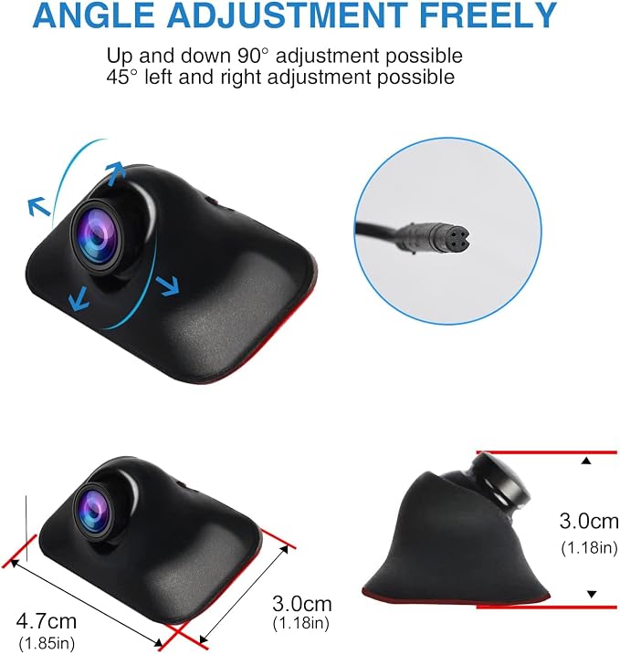 Mini Car Side View Camera/Rear View Camera/Front View Camera | 3-In-1 Car Camera, Rotatable Lens, Paste-On Installation, Flip Image,Mini Size