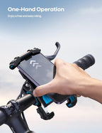 Bike Phone Holder, Motorcycle Phone Mount - Motorcycle Handlebar Cell Phone Clamp, Scooter Phone Clip for iPhone 14 Plus/Pro Max, 13 Pro Max, S9, S10 and More 4.7" - 6.8" Smartphones, Blue