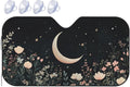 Windshield Sun Shade Moon Flower Field Rustic Car Front Window Sunshade Cover for Truck SUV Blocks UV Rays Automotive Visor Interior Protector 51 x 27.5 inch