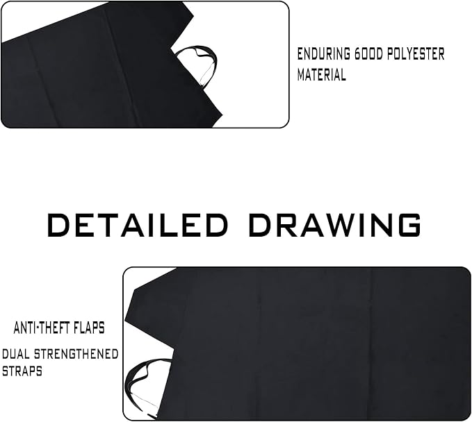 1 Pcs Black Windshield Cover for Ice Snow, Car Windshield Cover 75 Inches X42.25 Inches for Most Car, Suvs Car Snow Cover
