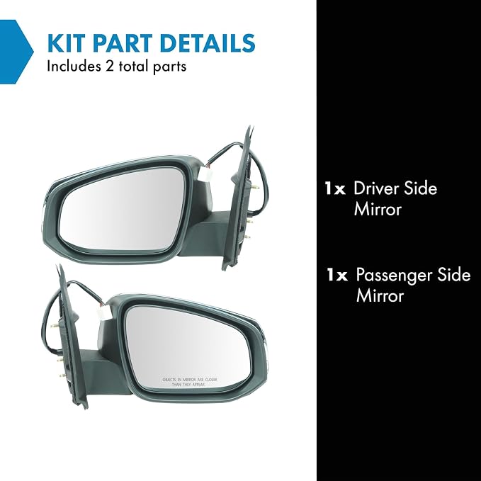 2 Piece Driver and Passenger Side Mirror Assembly Set Electric Adjustment Heated No Memory Chrome Compatible with 2016-2023 Toyota Tacoma With Turn Signal TO1320349 TO1320353 TO1321349 TO1321353