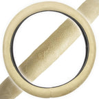 Ergonomic Leather Grip Steering Wheel Cover - Soft Plush Memory Foam Grip for Standard Size Wheels 14.5-15 inch Beige