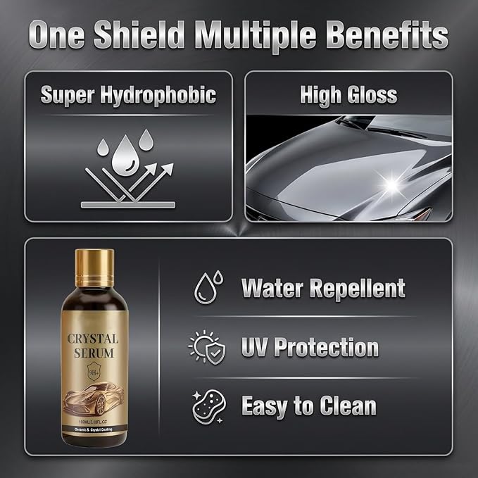 PTZ Crystal Serum – Advanced Graphene Ceramic Coating for Cars, 9H Graphene Coating for Auto Car Detailing, Coat Restore for Paint, Glass & Wheel(100ML)