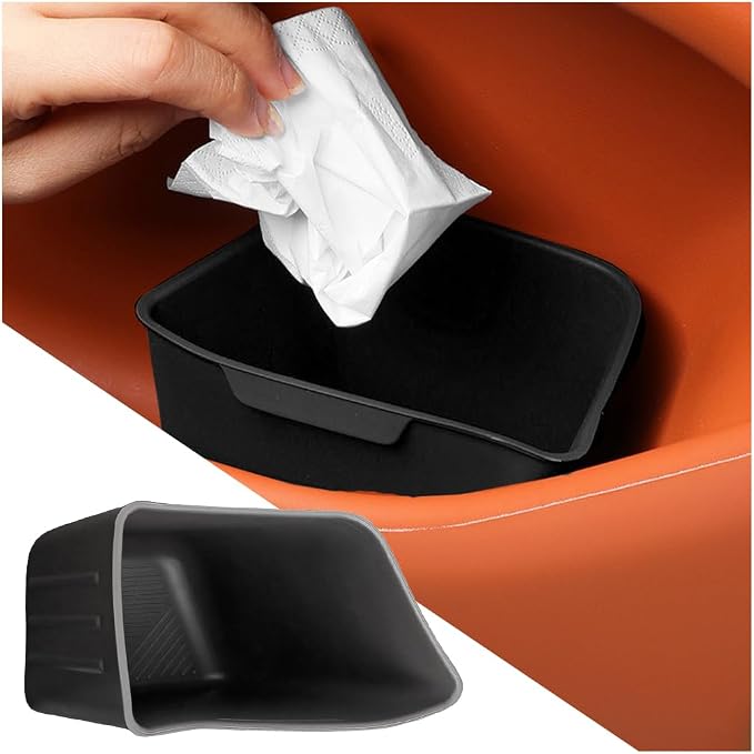 Car Trash Can, Silicone Portable Vehicle Side Door Garbage Container Trash Bin, Multifunctional Auto Interior Dustbin Garbage Can Storage Organizer, Universal Fit (Right/Black)