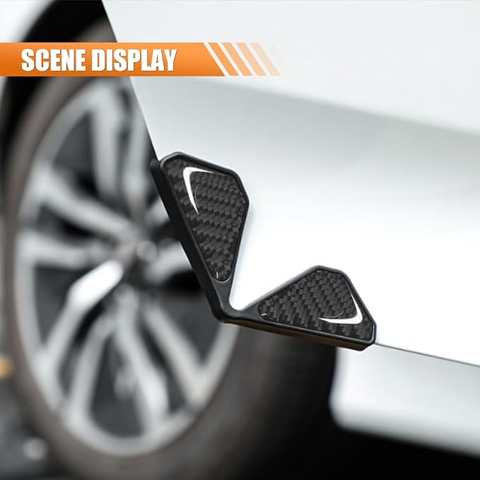 2PCS Car Door Protector Edge Guards for Door Corner, Carbon Fiber Anti-Collision Front Doors Corner Protector Self-Adhesive Sticker, Universal Vehicle Decoration Accessories (Black)