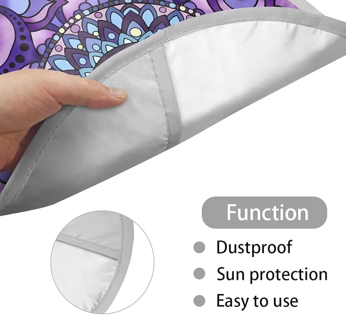 Purple Mandala Lotus Car Steering Wheel Sun Shade Cover Anti-Heat Steering Wheel Accessories 17 inch Auto Steering Wheel Sun Shield Universal Fit for Most Cars SUV Trucks Van