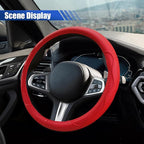 15 Inch Leather Car Steering Wheel Cover for SUV, Truck, Red | Anti-Slip Breathable Automotive Steering Wheel Protector, Universal Heat Resistant Vehicle Interior Accessories
