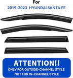 Window Visors Rain Guards for 2019 2020 2021 2022 2023 Hyundai Santa Fe, Out-Channel Window Vent Wind Deflectors Visors Shades for 19 20 21 22 23 Santa Fe