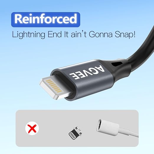 3ft Coiled Short USB to Lightning Charging Cable [MFI Certified] 3A Fast Charger Cord in Car for iPhone 14/13/12/11/XS/8/7/6/5 CarPlay, iPad, iPod, Dark Gray