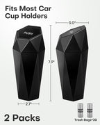 Car Trash Can with Lid - 2 Pack, Car Accessories for Interior, Leakproof Vehicle Garbage Can with 30 Attached Trash Bags, Multipurpose Organizers and Storage for Home, Office, Black