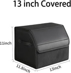 car organizers and storage for SUV,trunk organizer for sedan, leather foldable sleek box with lid,collapsible cargo bins, tool accessories containers,Collapsible Suede velvet (13 inch Covered)