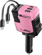 Retractable Car Charger with Retractable Cable (31.5 inch), 4 in 1 Super Fast Car Phone Charger, 2 USB Ports Adapter, Compatible with iPhone 15 14 13 12 11 Pro Max, iPad, Pixel