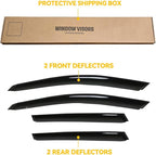 Rain Guards for 2004-2008 Chrysler Pacifica, Out-Channel Window Visor Shields Vent Deflector Shade Wind Dark Smoke 2005 2006 2007 04 05 06 07 08, Tape-On Outside-Mount, 4PCS