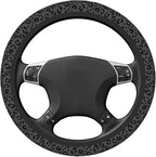 Universal 15 Inch Neoprene Steering Wheel Cover with Black Leopard Print, Non-Slip & Durable Car Steering Wheel Protector for Most Vehicles