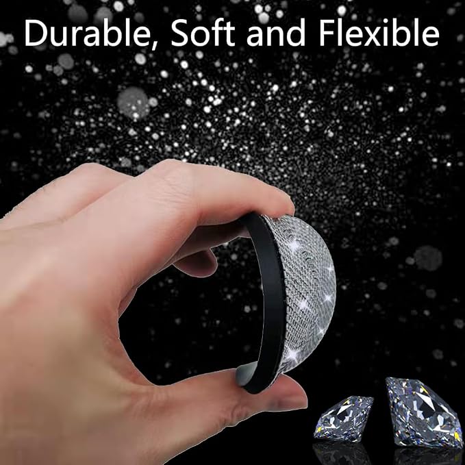 2pcs Bling Car Cup Holder Coasters & 2pcs Push Start Button, 2.75 inch Anti-Slip Shockproof Universal Vehicle Coasters Insert, Bling Car Interior Accessories for Women Suits for Most Cars (White)
