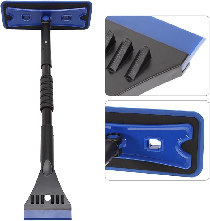 Extendable Foam Snow Brush for Car, Detachable EVA Sponge Snow Broom and Ice Scraper for Auto Windshield Blue