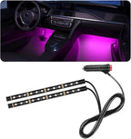 Car LED Strip Light, 24 LED RGB Auto Under Dash Interior Atmosphere Lights, Cigarette Lighter Decorative Lamp Ambient Night Light, Universal Lighting Kit Car Accessories (Pink Purple)