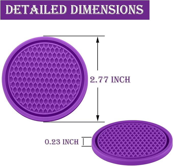Car Cup Coaster, 4PCS Universal Non-Slip Cup Holders Embedded in Ornaments Coaster, Car Interior Accessories, Purple