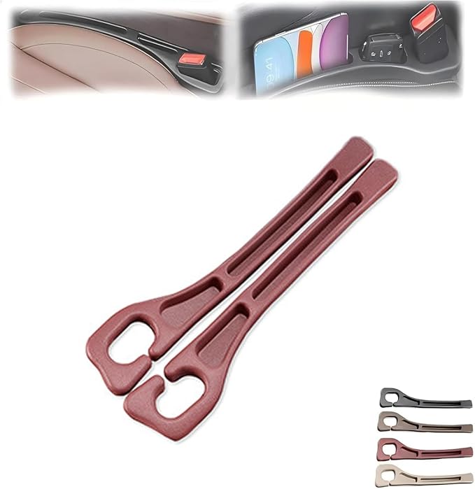 Car Seat Gap Filler, 2-Pack No-Drop Seat Side Gap Seam Filler Organizer with Phone Holder, Seat Gap Fillers for All Cars, Prevents Items from Falling, Easy to iInstall (Redness)