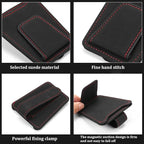 Sunglass Holder for Car Visor, Magnetic Leather Vehicle Eyeglass Hanger Holder, Automotive Interior Sun Visor Glasses Ticket Card Organizer Clip, Universal for SUV RV Lorry (Beige)