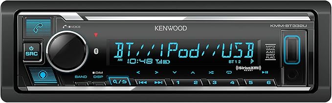 KMM-BT332U Bluetooth Single DIN Car Stereo with USB Port, AM/FM Radio, MP3 Player, Multi Color LCD, Detachable Face, Built in Amazon Alexa, Compatible with SiriusXM Tuner