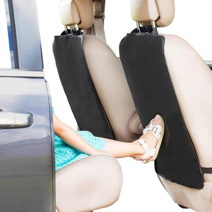 2pcs Car Seat Protector Backseat Kick Mats for Vehicle Anti-kick Pad Black Sturdy Auto Rear Seat Protector for Family Travel