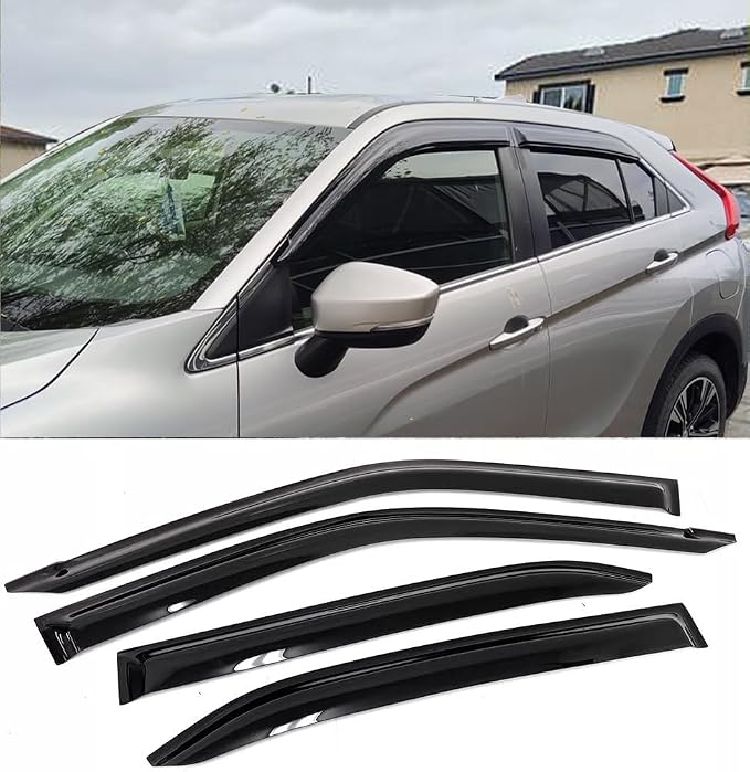 Outside Window Visors Rain Guards Vent Deflectors Compatible with Mitsubishi Eclipse Cross 2018-2025 2026, Window Vent Sun Visor Deflector 4pcs SmokeTinted