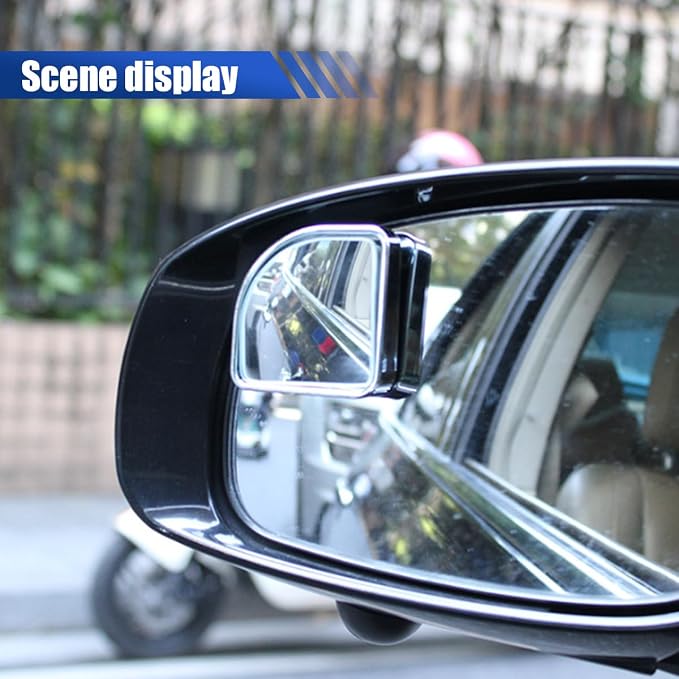 2PCS Car Fan Shaped Blind Spot Mirrors, Safety HD Glass Wide Angle Adjustable Car Convex Side Mirrors, Rearview Mirror with Adhesive, Vehicle Parking Auxiliary Mirror for SUV Truck (Black)