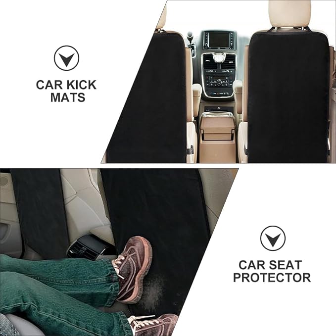 2pcs Car Seat Protector Backseat Kick Mats for Vehicle Anti-kick Pad Black Sturdy Auto Rear Seat Protector for Family Travel