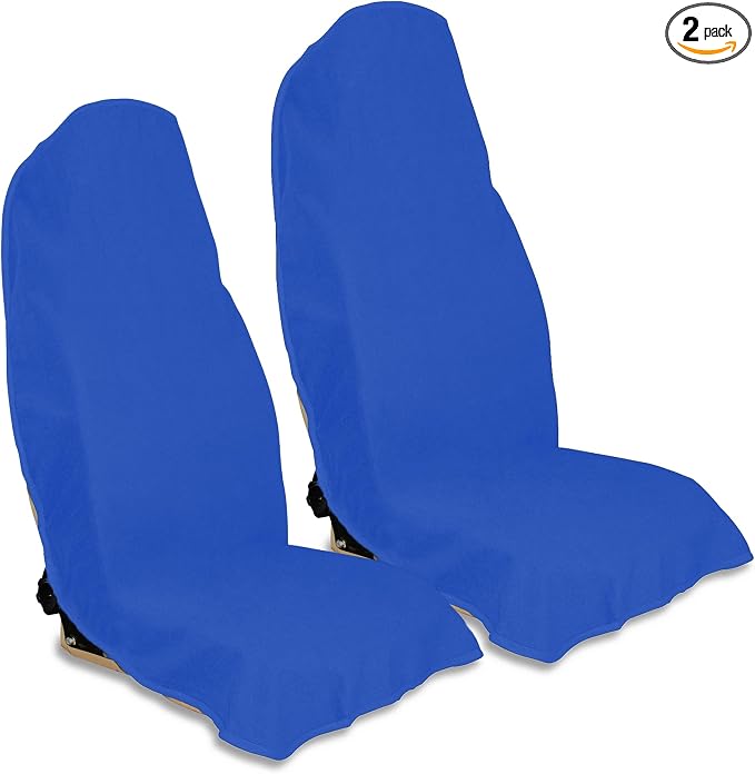 Waterproof Car Seat Cover for Front Seats, Protector for Cars SUVs Trucks, Sweat Towel Seat Covers Bucket for Gym,Workout,Beach,Hiking,Running and Swimming(Blue, 2PCS)