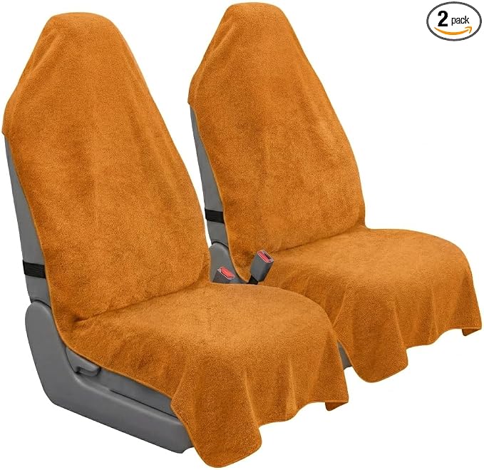 Car Seat Towel Cover, Universal Front Seat Protector for Cars, SUVs and Trucks, Sweat Towel Car Seat Cover for Gym, Yoga, Swimming, Pets and Family Travel, Golden Sunset, 2 Pack