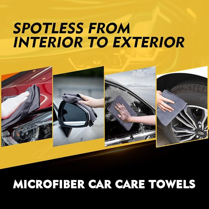 Grey Microfiber Cleaning Cloth 6 Pack, 12.5 x 12.5 inch Microfiber Towels for Cars, Ultra Absorbent Car Washing Cloth, Lint Free Streak Free Cleaning Rags for Car, Kitchen, and Window