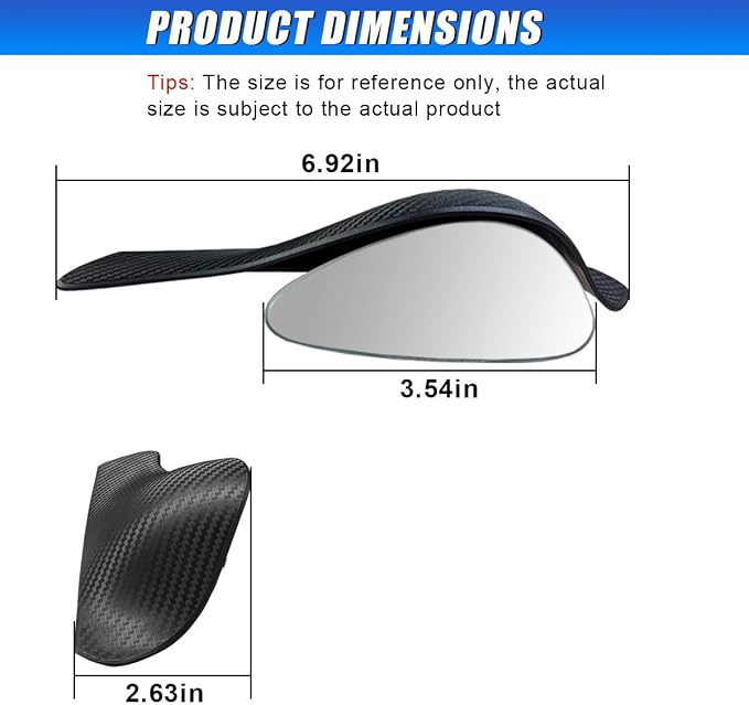 2PCS Blind Spot Mirror for Car, Frameless Adjustable Wide Angle Mirror with Rain Guard, Universal Side Rear View Mirrors, Stick-on Design, HD Glass Convex Mirrors for Cars, Trucks, SUVs (3R160)